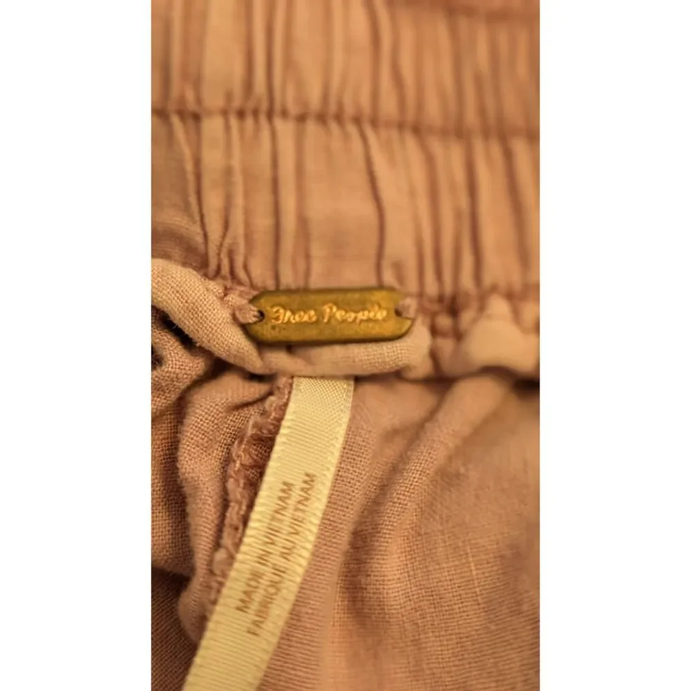 Free People Size Small Dusty Good Fortune Pink Linen Blend Cargo Shorts Summer